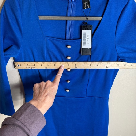 NWT Vfshow Women's Solid Blue 3/4 Sleeve Mermaid Bodycon Dress Size Small - Picture 14 of 15
